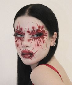 Vampy Makeup, Funky Makeup, Creepy Halloween Makeup, Makeup Drawing, Witch Makeup, Graphic Makeup, Swag Makeup, Red Makeup