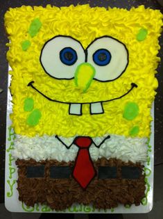 the cake is made to look like spongebob