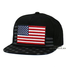 USA American Flag Hat Stars and Stripes USA Flag EmbroideredCotton Snapback Flat Bill Baseball CapComfortable Easy Fit for Both Men and WomenSnapback - Adjustable for Most SizePremium High Quality HeadwearFree Shipping (Domestic only)- Black -  All hats are shipped in a Box to prevent damage while in transit. We Will Combine All Multi-Orders We ship Priority mail service when ordered 4 or more items. To get your item faster, shipping and handling takes one business day (excluding weekends and ho American Snapback Baseball Cap With Flag, Patriotic Snapback Baseball Cap, Black Military Style Snapback Hat With Flat Bill, Black Military Baseball Cap With Flat Bill, Adjustable Usa-themed Snapback Cap, American Flag Hat, United Parcel Service, Parcel Service, Flag Hat