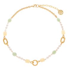 Make waves with the Tinos necklace from the Calypso collection, inspired by the greek goddess of the sea. Plated in 24k gold, this chain necklace features Majorca pearls and semi-precious stones in sun-kissed hues. With a lobster clasp fastening and a length of 16'', this necklace is ready for a sunset picnic or a day in the sand. This necklace is carefully made to order in our NYC Design Studio. Sunset Picnic, Goddess Of The Sea, Nyc Design, Make Waves, Luxury Necklace, Majorca, Summer Necklace, Greek Goddess, Semi Precious Stones