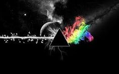 the dark side of pink floyd with birds flying in front of it and an image of a