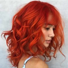 Orange Hair Bright, Haircuts Curly Hair, Orange Hair Dye, Red Orange Hair, Haircuts Curly, Red Copper Hair Color, Ginger Hair Color, Bright Red Hair, Curly Haircuts