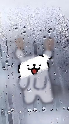 an image of a dog sticking its head out the window with rain drops on it