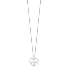 925 Sterling Silver Heartbeat In Heart 2 Inch Extension Chain Necklace Pendant Charm S/love Fine Jewelry Gifts For Women For Her Necklaces Length, Fine Jewelry Gift, Silver Material, Elegant Jewelry, Jewelry Pouch, White Material, Cable Chain, Spring Rings, Necklace Pendant