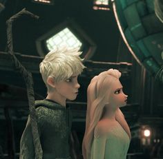 two animated characters standing next to each other