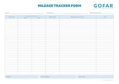 a mileage tracker form is shown in blue