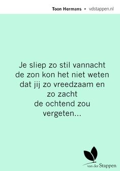 a green background with the words,'we sleep so still vannact de zon kon het net niet