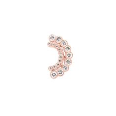 This flat back stud features a curved shape of 19 round diamonds that appear to be floating in the ear with the unique hidden setting. Post Length: 5mm, 6.5mm or 8mm 18 Gauge 14K Solid Gold and Diamonds Kimberley Certified Diamonds (Conflict Free) Single Earring Not sure what post length to get? Our Piercing Guide can help! Follow us on Instagram and Facebook Rose Gold Cubic Zirconia Piercings, Rose Gold Round Cubic Zirconia Piercings, Round Diamond Cartilage Earrings For Pierced Ears, Round Cubic Zirconia Cartilage Earrings, Rose Gold Round Piercings With Prong Setting, Diamond Accented Round Cartilage Earrings For Anniversary, Round Cartilage Earrings With Diamond Accents For Anniversary, Single Round Diamond Cartilage Earring, Round Diamond Cartilage Earrings For Anniversary