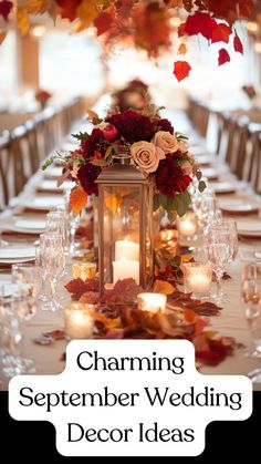 Create a cozy and elegant atmosphere with charming September wedding decor ideas perfect for the fall season 🍂✨ From warm color palettes to rustic touches, these tips will help you celebrate your big day in style. Explore seasonal florals, cozy table settings, and more to bring your fall wedding vision to life. Let your autumn celebration shine with these creative ideas 🍁💍 Don't miss out on transforming your special day into a memorable fall event!