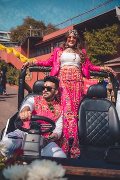 Indian jumpsuit inspired, hot pink, unique outfits, bride Bride And Groom Entry Ideas, Bride Groom Entry Ideas, Couple Entry Ideas, Bride And Groom Entry, Groom Entry Ideas, Bride Groom Entry, Couple Entry, Groom Entry, Haldi Ceremony Outfit