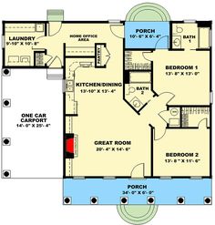 the floor plan for a two story house with an attached garage and living room area