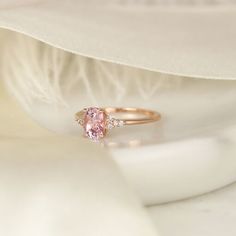 Wedding Ring Pink Diamond, Pink Crystal Wedding Ring, Blush Pink Engagement Ring, Light Pink Diamond Engagement Ring, Pink And Gold Engagement Ring, Light Pink Engagement Ring