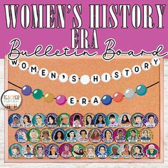 the women's history bra bulletin board with pictures of women in different colors and sizes