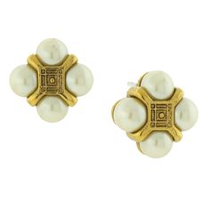 Quartet Faux Pearl Button Earrings Channel Earrings, Channel Jewelry, 1928 Jewelry, Vintage Couture, Couture Jewelry, Button Earrings, Inspired Jewelry, Antique Earrings, Design Styles