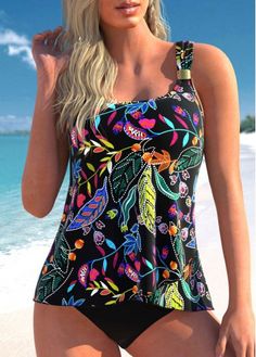 Trendy Swimsuits | Women's Swimwear & Beachwear | Modlily Womens Tankini Swimwear, Modest Tankini, Black Tankini Top, Black Tankini, Trendy Swimsuits, Printed Tankini, Swimwear Tankini, Bra Style, Sport Style