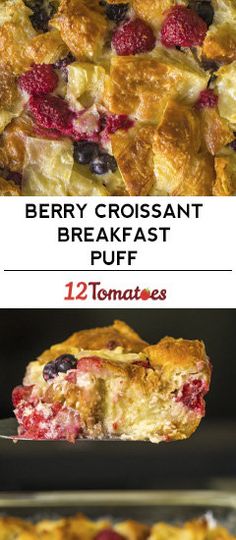 berry croissant breakfast puff with text overlay