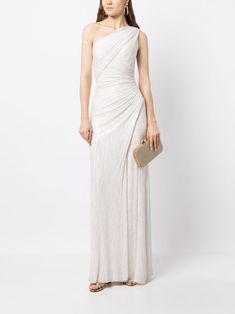 Jenny Packham one-shoulder sequin-embellished Dress - Farfetch White Sleeveless One Shoulder Dress For Gala, Elegant White One-shoulder Evening Dress, Elegant White One Shoulder Evening Dress, White Asymmetrical Neckline Cocktail Dress, White Evening Dress With Asymmetrical Neckline, White Asymmetrical Neckline Evening Dress For Party, White Evening Dress With Asymmetrical Neckline For Cocktail, White Cocktail Dress With Asymmetrical Neckline, White Gown With Asymmetrical Neckline For Party