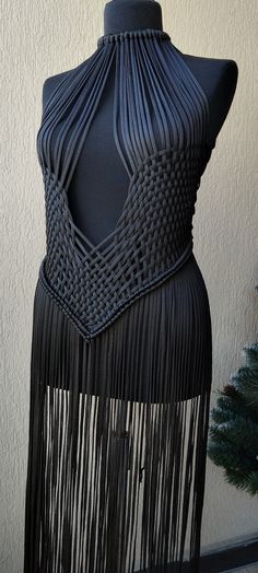 Black Hippie Dress For Festivals, Bohemian Fringe Festival Dress, Bohemian Festival Dress With Fringe, Bohemian Fringe Dress For Festival, Handmade Sleeveless Bohemian Dress, Spring Festival Boho Dress With Fringe, Bohemian Dresses For Party Festivals, Hippie Festival Party Dress, Hippie Fringe Dresses For Festival