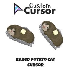 two cartoon beavers sitting next to each other with the caption baked potato cat cusor