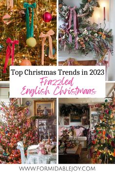 christmas trees in different styles and colors with text overlay that reads top christmas trends in 202