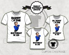 Custom Birthday shirts for the Birthday boss and the family. Shirts are made to order using high quality soft t-shirts. Shirts are made using a die cutter and for long lasting quality, we use a heat press to assure that it can be worn time after time. Choose from the options given or if you have a custom request, please send us a message! if you're looking for custom décor to celebrate your Birthday Boss, check out my friend's awesome shop. https://www.etsy.com/listing/725373625/boss-baby-person Customizable Crew Neck Shirt For Birthday, Customizable White T-shirt For Birthday Gift, Father's Day Birthday Custom Printed T-shirt, Father's Day Birthday Gift Custom Print T-shirt, Customizable Tops For Family Events On Father's Day, Customizable Family Matching T-shirt For Birthday Gift, Customizable Shirt For Birthday And Father's Day, Baby Birthday Shirts, Burlap Tree Skirt