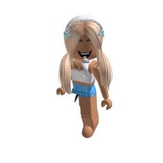 a cartoon girl with blonde hair and blue shorts is flying through the air while smiling