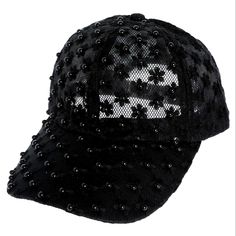 Such An Amazing Cap Can Be Dressed Up Or Down. Unique And Versitile. Elegant Black Beaded Hat, Black Beaded Hat, Face Cap, Fashion Black, Black Beads, Black Tie, Baseball Cap, Black Fashion, High Fashion