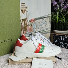 Gucci Ace Interlocking Gg White Leather Women's Sneakers In Size 5. Brand New In A Box Comes With Two Dustbag And Care Card. Item # 645767 Made With High-Quality White Leather, They Feature The Iconic Interlocking G Logo On The Side. With A Low-Top Design, These Gucci Sneakers Offer A Comfortable Fit And Are Perfect For Adding A Touch Of Luxury To Any Casual Outfit. 1 Size Bigger Made In Italy Msrp $895 Luxury Low-top Orange Custom Sneakers, Gucci Luxury High-top Sneakers, Luxury Orange Leather High-top Sneakers, Luxury Yellow Gucci Sneakers, Luxury Orange High-top Sneakers, Luxury Gucci High-top Casual Sneakers, Luxury Orange Low-top Custom Sneakers, Luxury Custom Orange Low-top Sneakers, Luxury Casual Gucci High-top Sneakers