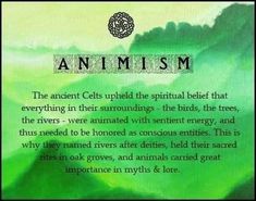 an animal poem written in green and black with the words'animism'on it