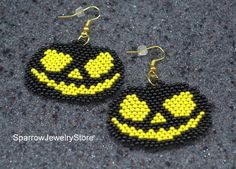 "Wicked black pumpkin earrings for Halloween, Seed bead pumpkin ghost earrings These pumpkin earrings for Halloween are specially made for you to emphasize your style for the holiday. They emphasize your style and help you stand out from everyone else. This earrings is made from the high-quality Czech bead, with the use of sterling silver furnice, with a bright pumkin pattern. This pumpkin earrings can carry every girls and woman of any age, harmonizes with any clothes. Earrings details: Length: Handmade Black Halloween Earrings, Handmade Spooky Black Earrings, Black Agate Stone, Black Pumpkin, Blue Polish, Faceted Ring, Costume Earrings, Ghost Earrings, Pumpkin Earrings