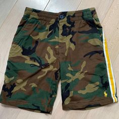 New Without Tags Boys Cotton Stretch Camo Shorts 7 Green Cotton School Shorts, Green Cotton Shorts For School, Green Shorts With Pockets For Playwear, Green Casual Shorts For Playwear, Casual Green Shorts For School, Casual Green School Shorts, Multicolor Short Bottoms For School, Boys Camp, Camo Shorts