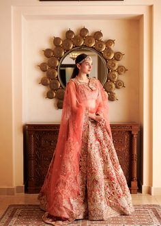 Peach Bridal Lehenga Choli Dupatta Dress in Net Fabric is an embellished attire that wins everyone's hearts at the very first glance with its elegance and charm. The luxury designs and fine details of this perfectly stitched Bridal Wedding Dress make it your priority for the day. Choli: The choli has a beautiful peach color and it comes in a sleeveless design. The fabric of this choli is net. Lavish designs and hand-crafted embellishments make this choli a perfect choice to pair with Lehenga. Le Peach Bridal Lehenga, Bridal Gharara, Peach Lehenga, Dupatta Dress, Aditi Rao Hydari, Aditi Rao, Lehenga Dupatta, Net Blouses, Wedding Types