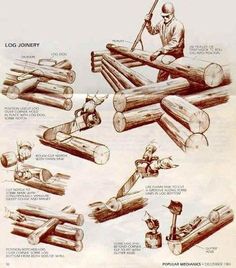 an old poster shows how wood is cut into pieces and then used to make furniture