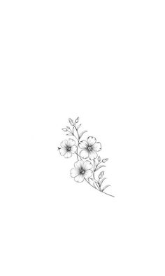 a black and white drawing of some flowers