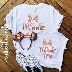 Disney shirt Minnie Me rose gold disney shirt Racerback Tank top Disney Girl Ladies disney shirts fo Fun Disney Shirts, Girls Disney Shirts, Disney Trip Outfits, Disney Wear, Disney Family Vacation Shirts, Disney World Vacation Planning, Family Disney Trip, Disney World Outfits, Disney Trip Shirts