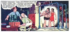 an old comic strip with two men talking to each other and one man in the background