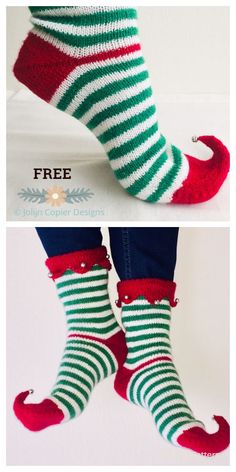 Knit Christmas Elf Socks Free Knitting Patternself sock slippers for adults Elf Socks, Elf Slippers, Knitting Christmas, Christmas Knitting Patterns Free, Sock Slippers, Knit Christmas, Modern Knitting, Knitting Patterns Free Cardigans, Christmas Knitting Patterns