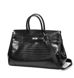 Material: PU Material /Synthetic leatherPattern : croc pattern Color : black Use : travel, weekend bag, weekender Lining material : polyester fiberStyle : Handbag Size : large Accommodates computer size : 16 inches Classic Crocodile Pattern Shoulder Bag For Travel, Luxury Laptop Bag With Large Capacity And Double Handle, Luxury Large Capacity Laptop Bag With Double Handle, Luxury Double Handle Large Capacity Laptop Bag, Classic Travel Bag With Crocodile Pattern, Classic Travel Satchel With Crocodile Pattern, Elegant Black Weekender Bag For Weekend Trips, Elegant Black Weekender Bag For Trips, Elegant Black Bags For Weekend Trips