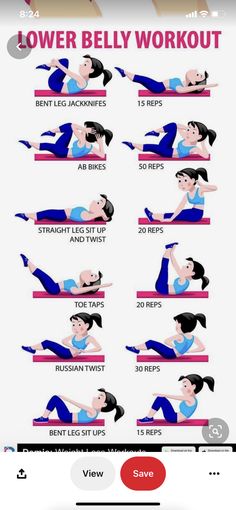 an exercise poster showing how to do the lower body workout for women with low back