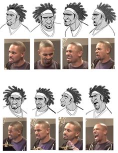 an image of various facial expressions and hair styles