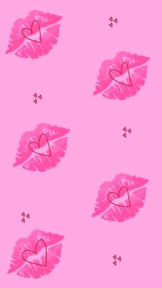 pink lips with hearts drawn on them