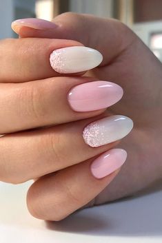 Nails For Brides, Pink And White Nails, White Nail Designs, Nail Art Wedding, Bride Nails, Elegant Nails, Perfect Pink