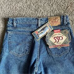 Vintage Levis 550 Jeans Mens 34x30 Relaxed Fit Red Tab New With Original Tags Still Present Dated 1991 On Both The Inside Label And The Cardboard Hip Insert. 532 Imprinted On The Back Of The Main Closure Button--This Matches The No. On The Tag Indicating This Is An Authentic Pair Of Levis. See Pics For Actual Sizing. Tapered Jeans Men, Grunge Baggy, Blue Jeans Mens, Levis 550 Jeans, Streetwear Grunge, Skater Streetwear, Levis 550, Relaxed Jeans, Denim Jeans Men