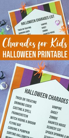 halloween games for kids to play on the table with text overlay that reads, charies for kids halloween printables