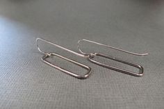 Sterling Silver Rectangle Earrings Handmade - Etsy