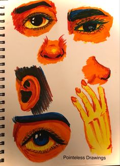 a drawing of different types of eyes and hands