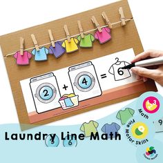 the laundry line math game is fun for kids to practice counting and subming numbers