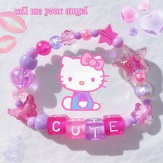 Kawaii Bracelet Beads, Pink And Purple Bracelet, Princess Bracelets, Purple Y2k Bracelet, Pink Adjustable Kawaii Beaded Bracelets, Adjustable Kawaii Beaded Bracelets, Cute Kawi Kandi Bracelets, Fairy Kei Accessories