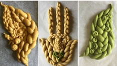 three different types of food made to look like animals