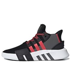 adidas originals EQT Bask Adv 'Black Grey Pink' BD7777 (SNKR/Retro/Casual/Unisex/Non-Slip/Breathable) Casual Red Adidas Basketball Shoes, Casual Black High-top Sneakers For Sports, Urban Black Sneakers With Three Stripes, Casual Black Basketball Shoes With Athletic Fit, Black Low-top Sneakers With Three Stripes Branding, Casual Black Basketball Shoes, Casual Lace-up Basketball Shoes With Three Stripes, Adidas Breathable High-top Sneakers For Streetwear, Casual Adidas Basketball Shoes With Round Toe